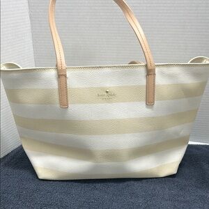 Kate Spade Cream and Tan Striped Tote Bag